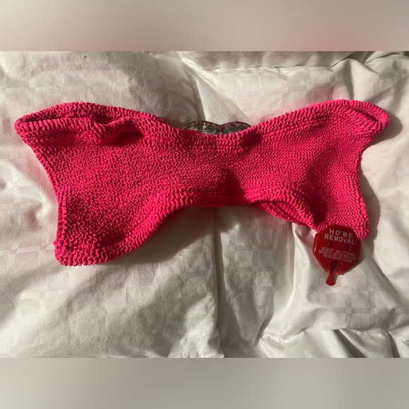 NWT Hunza g nicole embellished crinkle bikini in hot pinkl - Picture 6 of 9